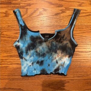 SHEIN Black and Blue Tie-Dye Crop Top